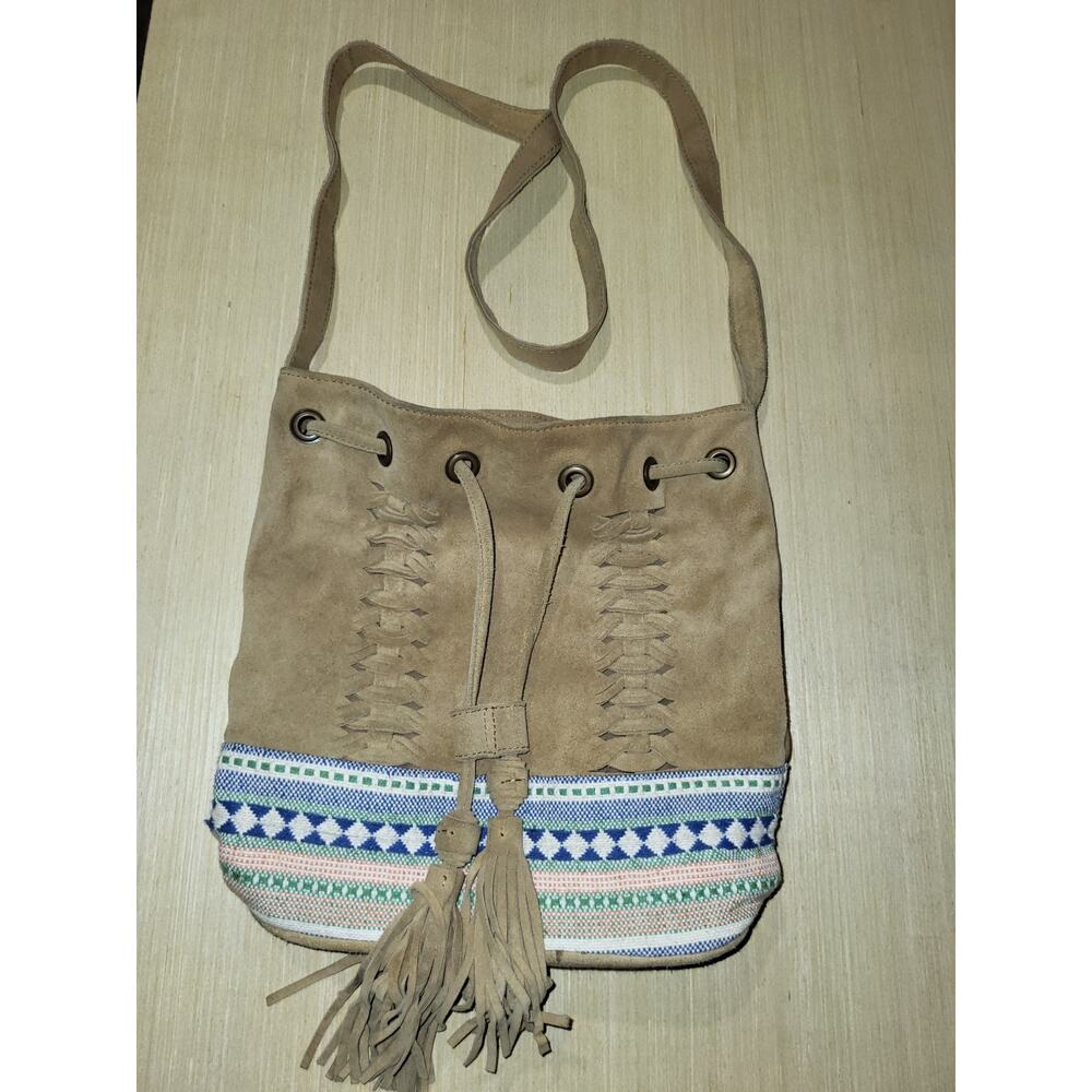Earthbound Trading Suede Fringe Boho Shoulder Bag Purse.